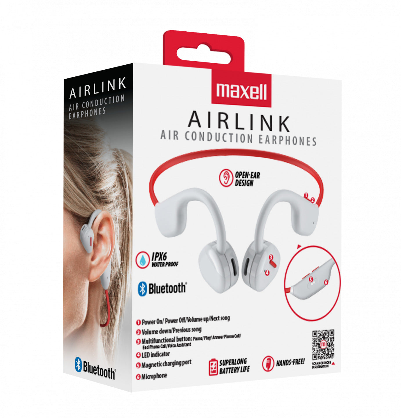 Audífonos Deportivos Maxell Airlink Bluetooth Ipx5 7 Horas Gris