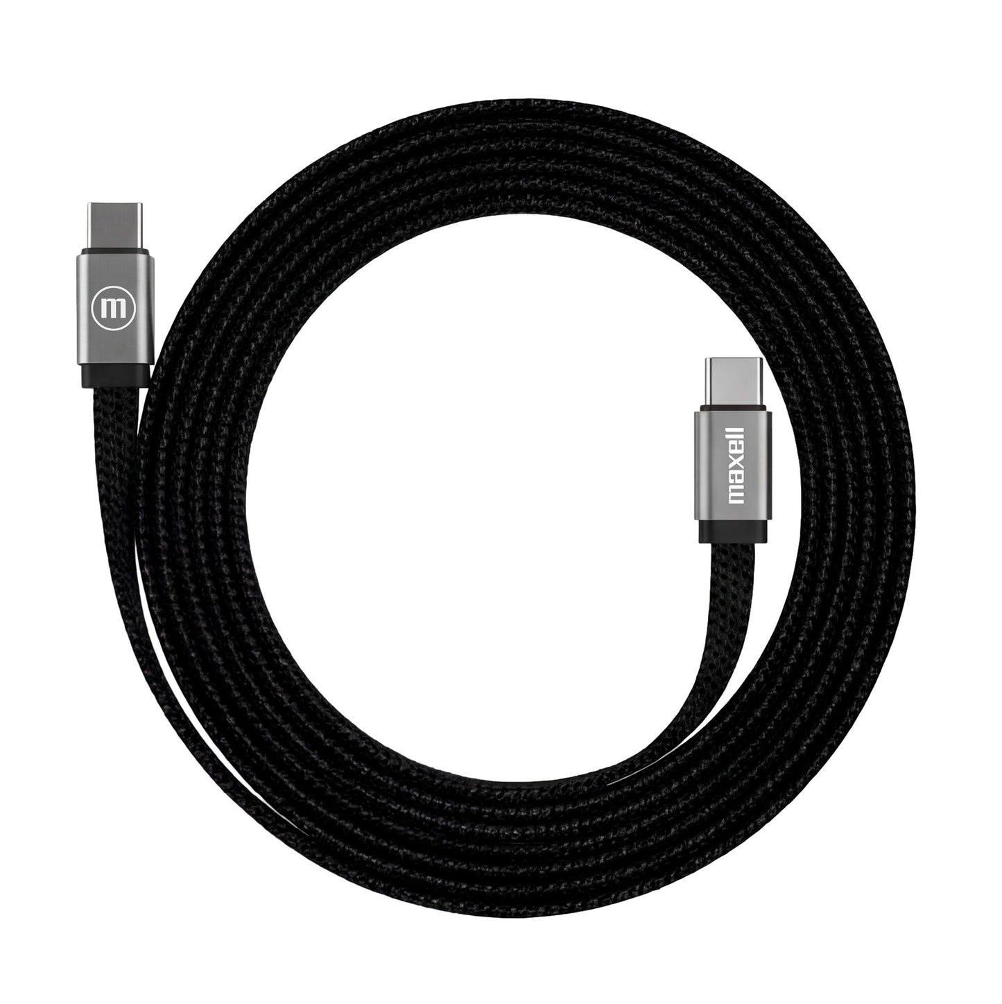 Cable Trenzado Magnético 100W USB C a USB C Maxell 2 Metros Carga Rápida Negro