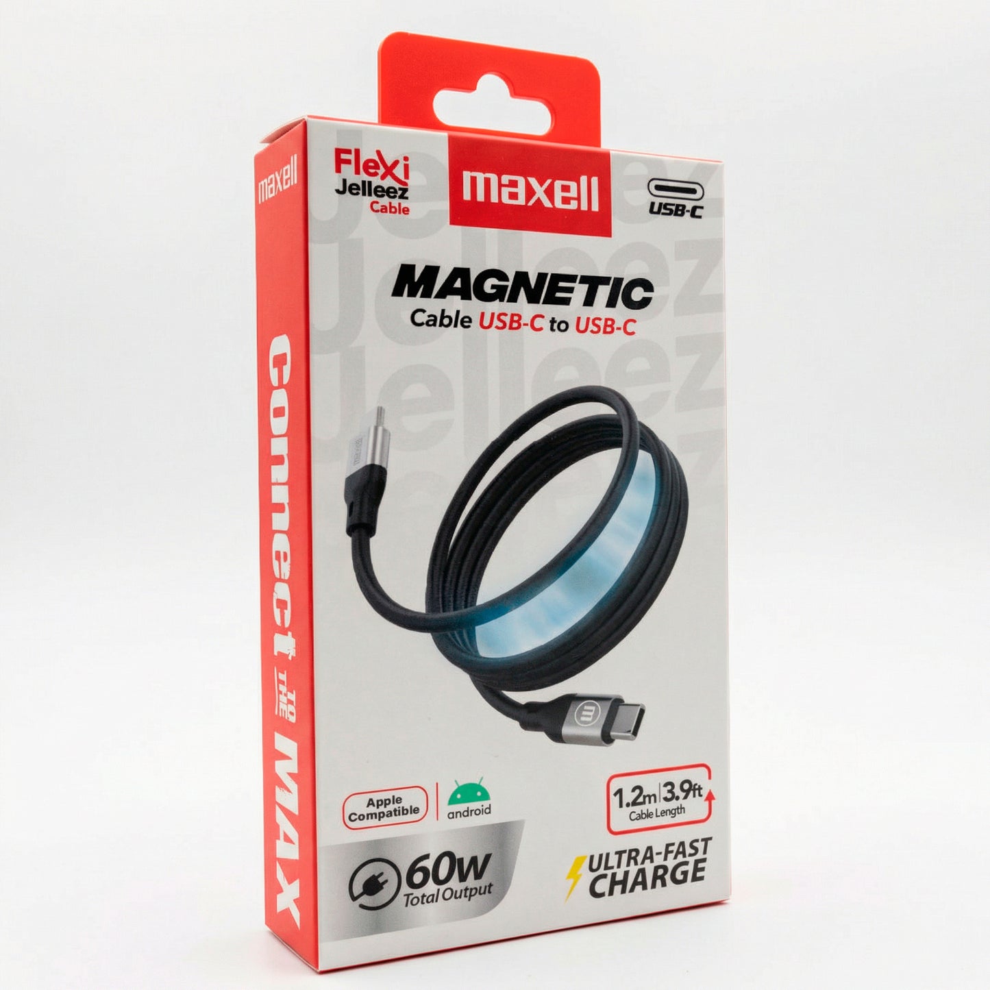Cable Magnético 60W USB C a USB C Maxell 1.2 Metros Carga Rápida