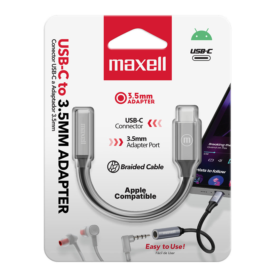 Adaptador Maxell Usb-c A 3.5mm Cable Trenzado
