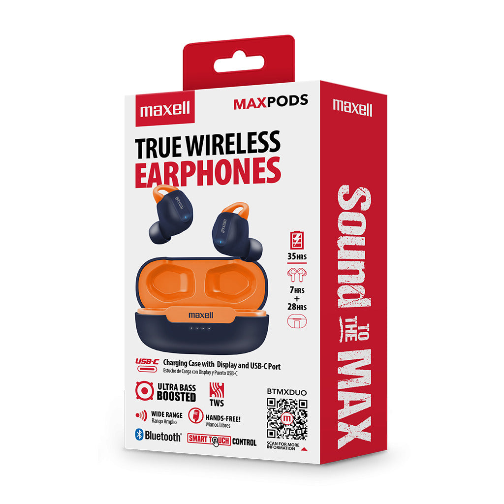 Audífonos inalámbricos Maxell Bluetooth MaxPods 35 Horas Azul