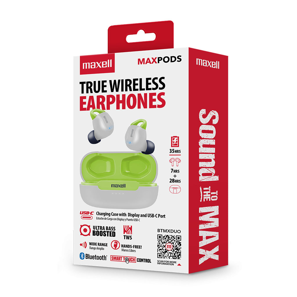 Audífonos inalámbricos Maxell Bluetooth MaxPods 35 Horas Blanco