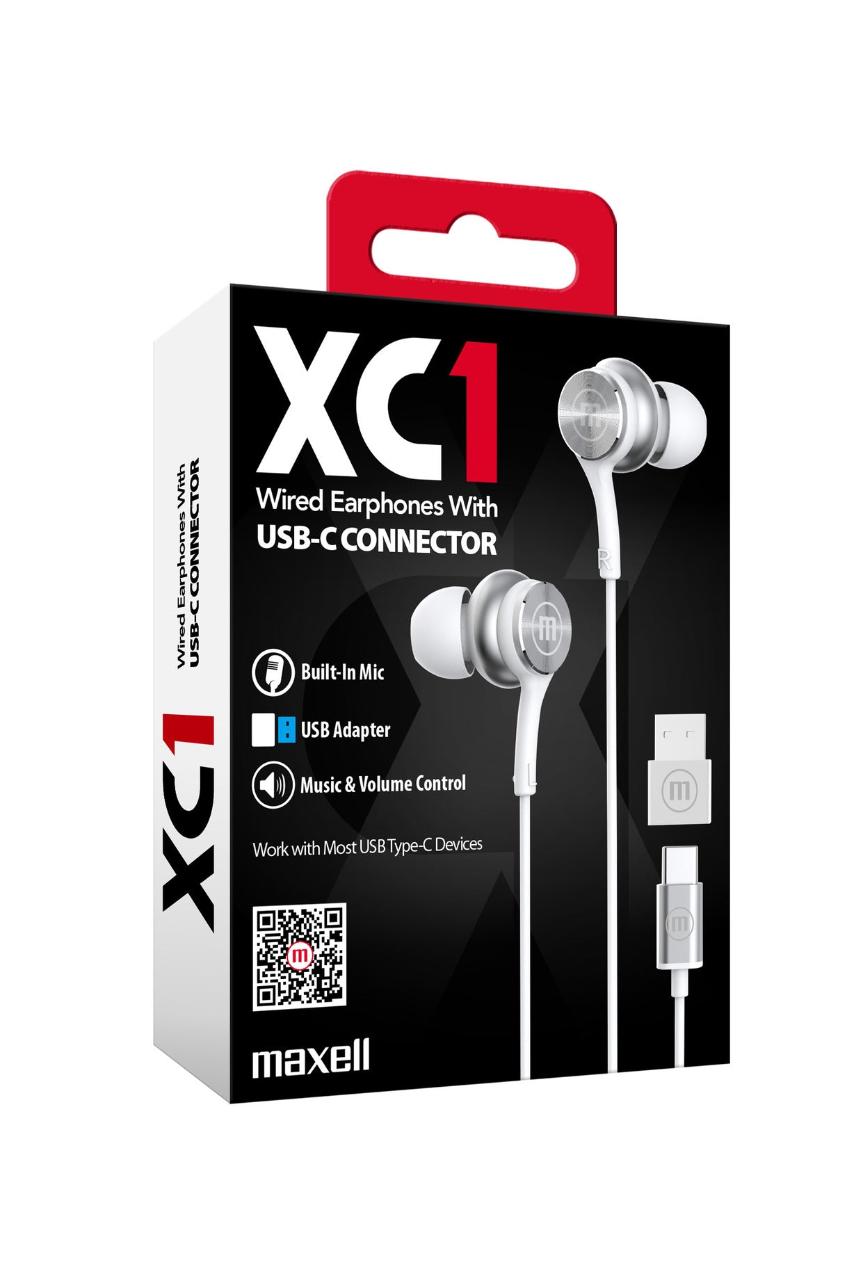 Audífonos Maxell TipoC Con Adaptador Usb Blanco