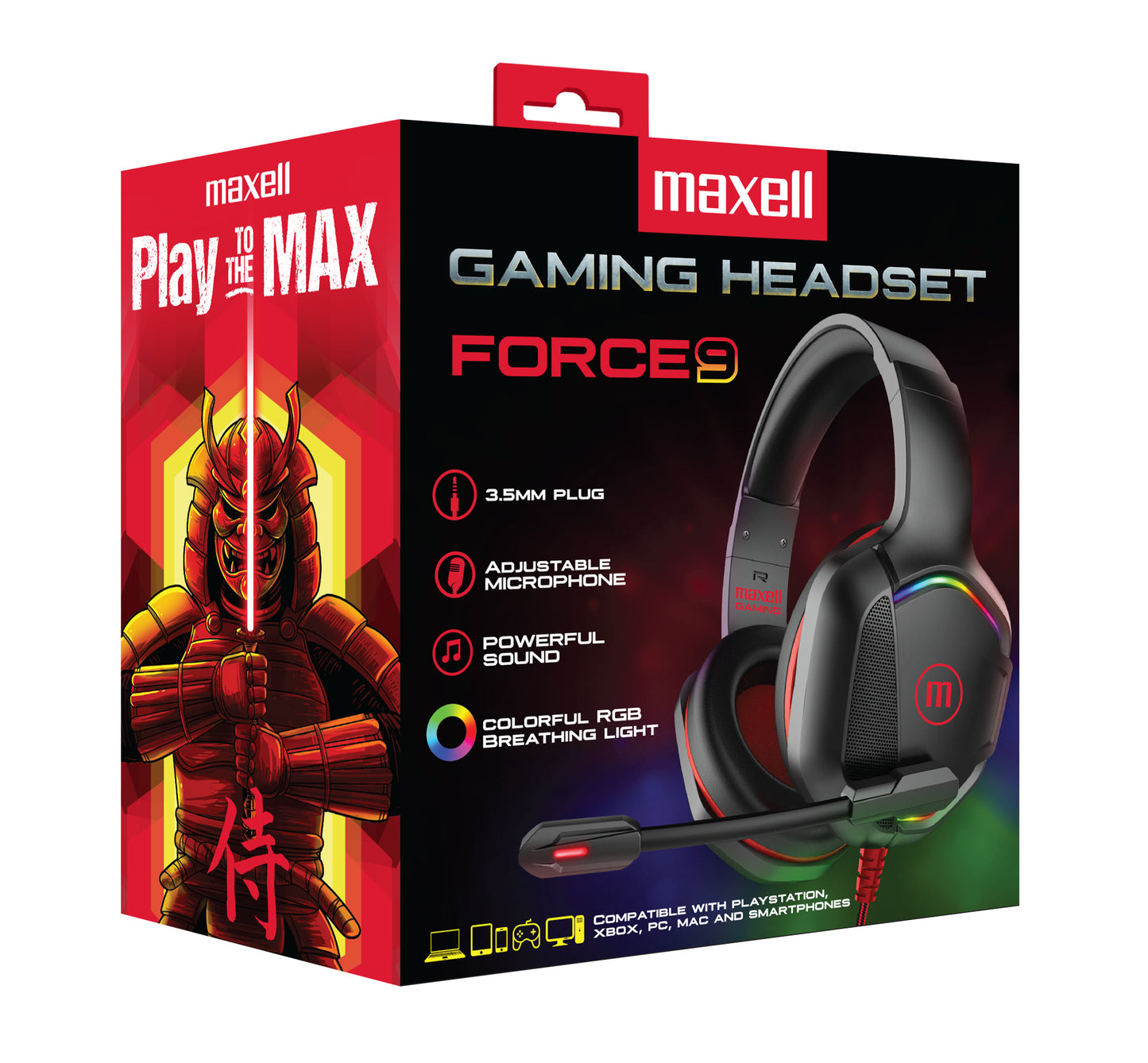 Audífonos Gamer Maxell Forcé9 Rgb 3.5mm/Usb Microfono RGB