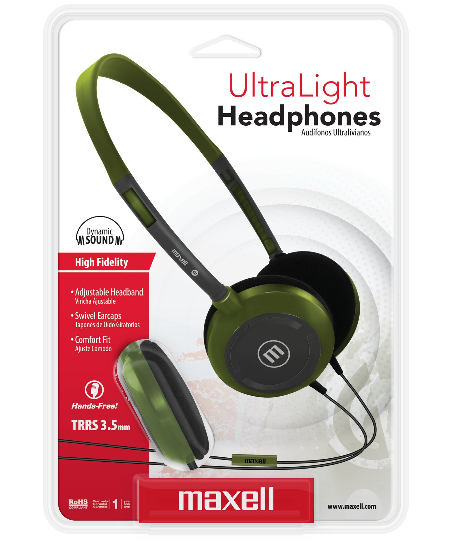 Audífonos Maxell HP-200 Ultra Livianos Olive