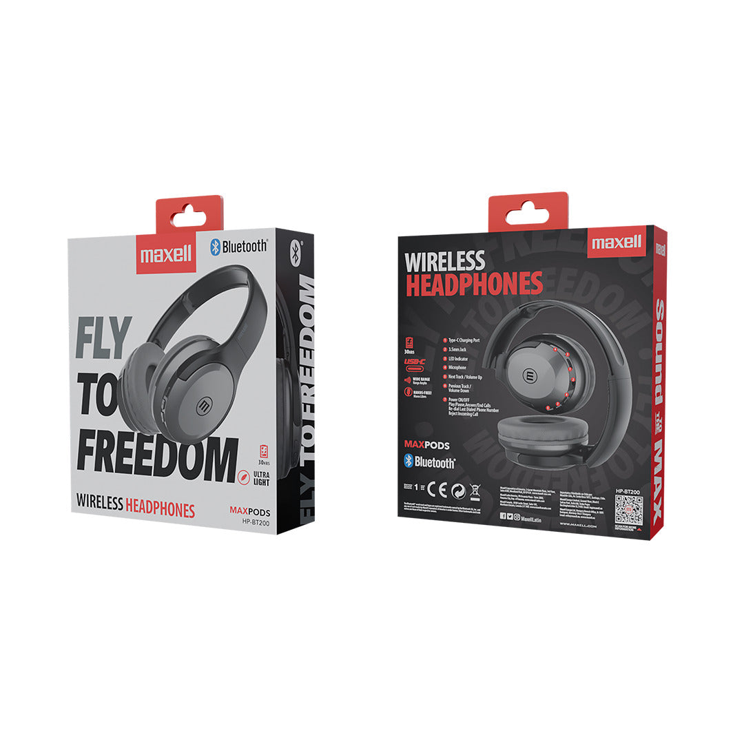 Audífonos Inalámbricos Maxell Bluetooth FLY 30 Horas Negro