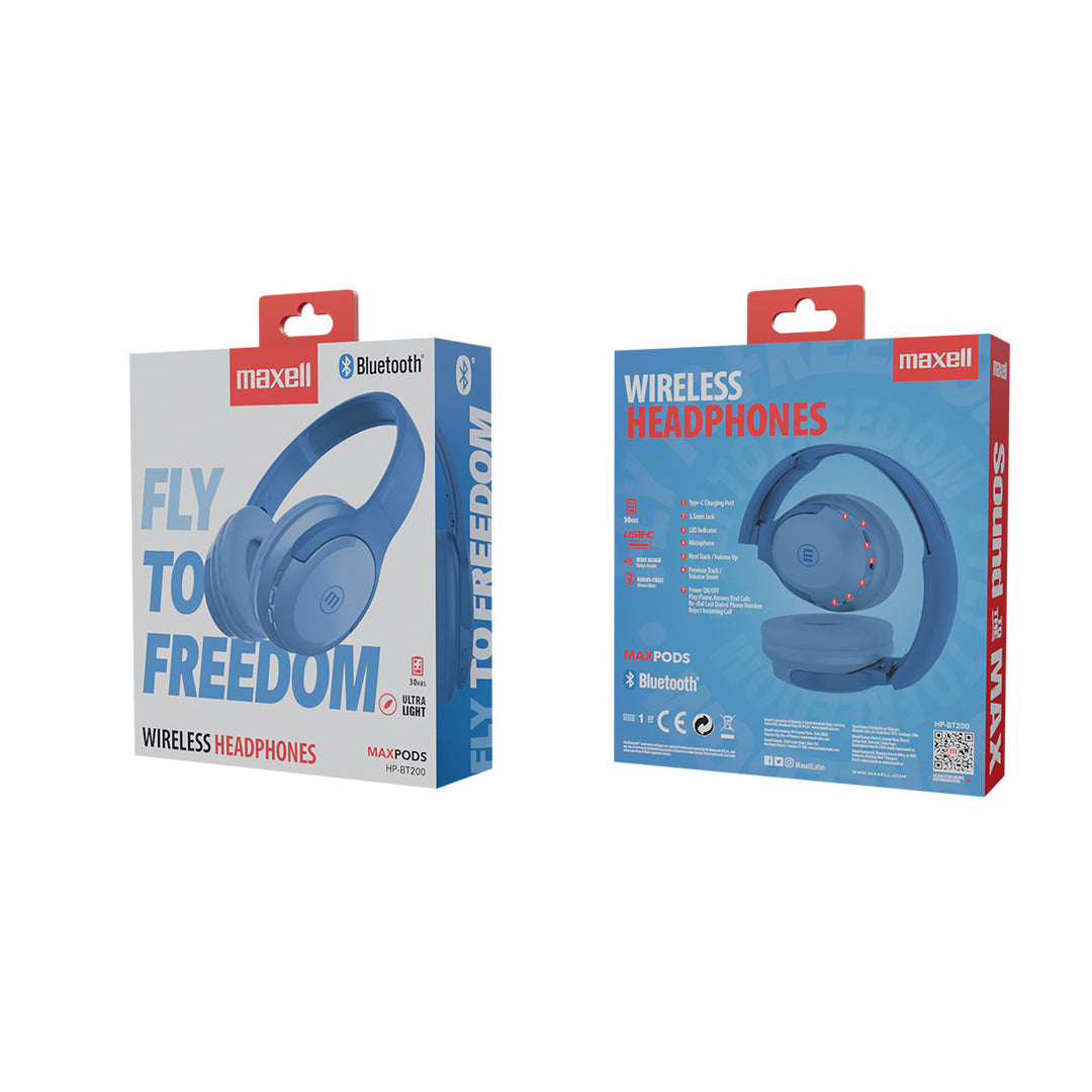 Audífonos Inalámbricos Maxell Bluetooth FLY 30 Horas Azul