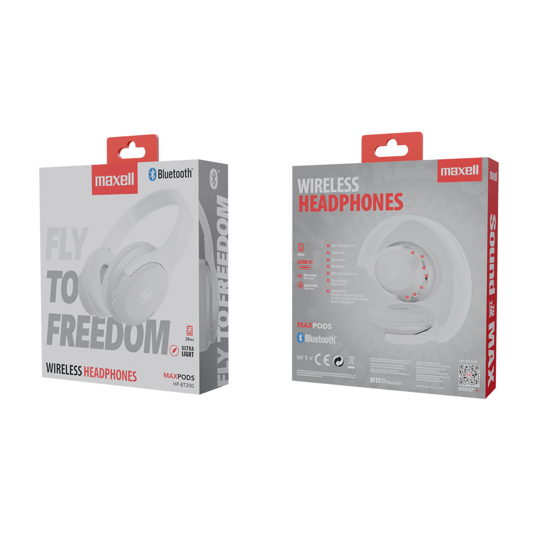 Audífonos Inalámbricos Maxell Bluetooth 30 Horas Blanco