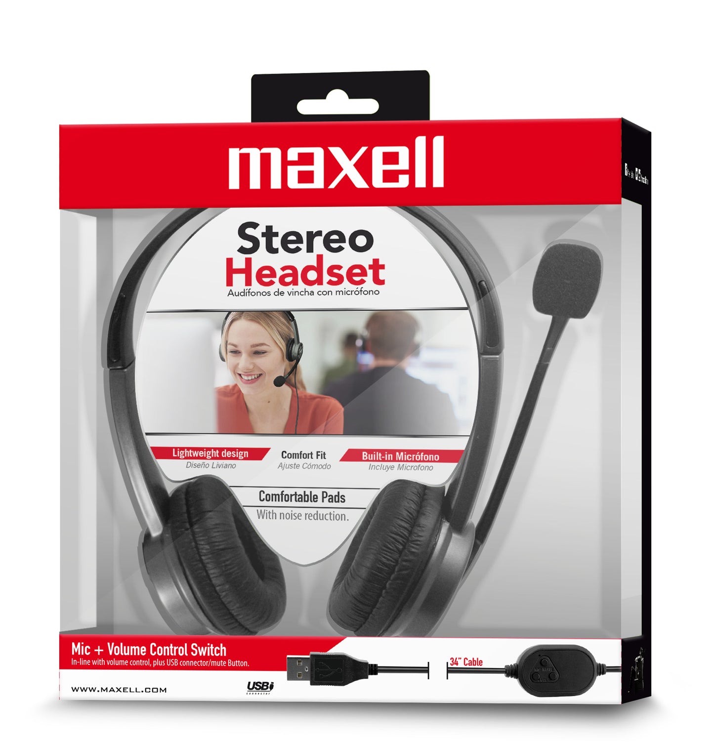 Audífonos Maxell Estereo Con Microfono 1.8Mts