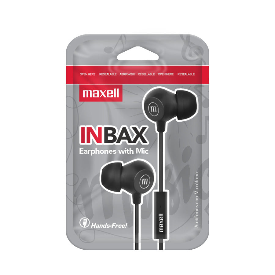 Audífonos Maxell IN-BAX Con Micrófono In Ear 3.5mm Negro