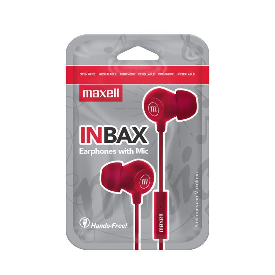 Audífonos Maxell IN-BAX Con Micrófono In Ear 3.5mm Rojo