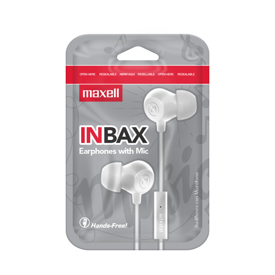 Audífonos Maxell IN-BAX Con Micrófono In Ear 3.5mm Blanco