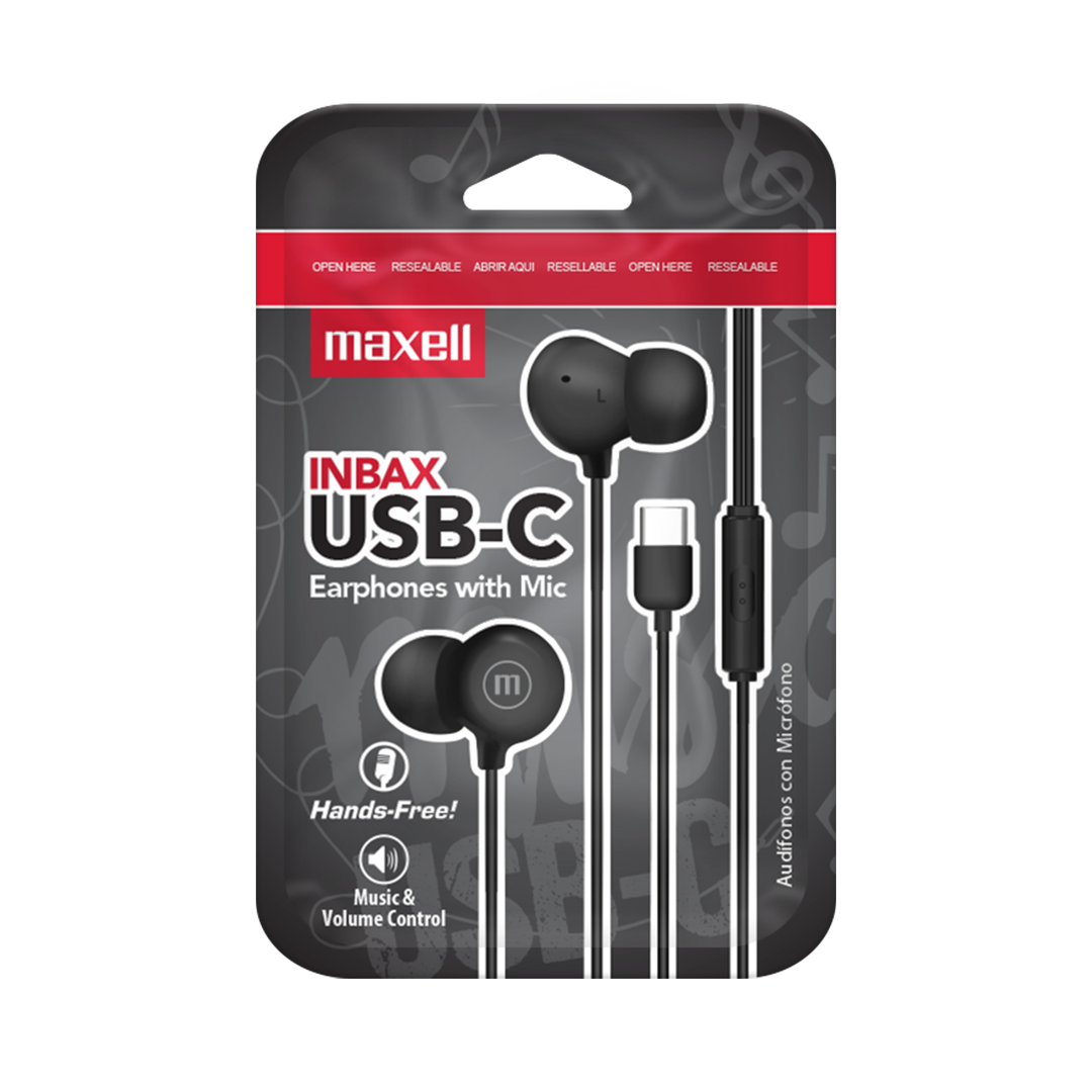 Audífonos Maxell IN-BAX Con Micrófono In Ear Tipo C Negro