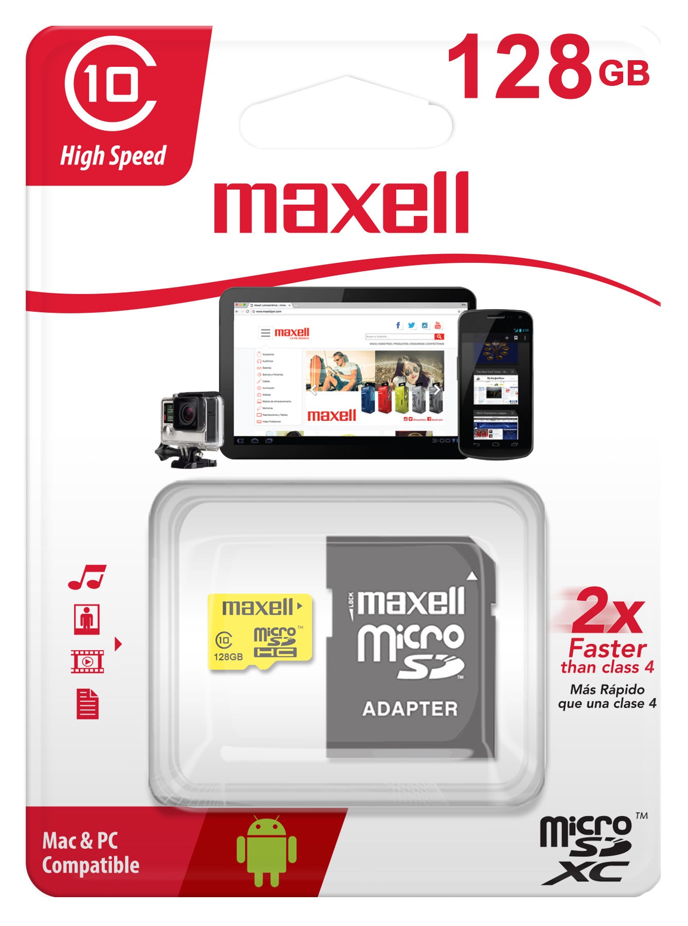 Tarjeta Micro SD Maxell 128GB CLASE 10