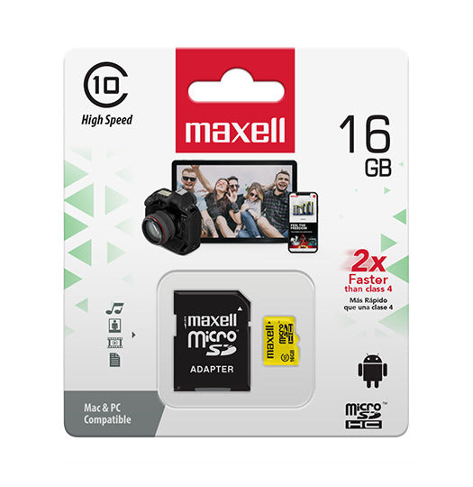 Tarjeta Micro SD Maxell 16GB CLASE 10