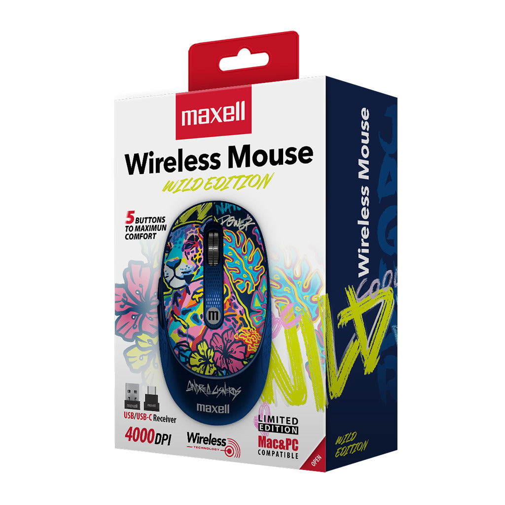 Mouse Inalámbrico Maxell Diseño Wild 4000dpi Usb/usb-c Jaguar
