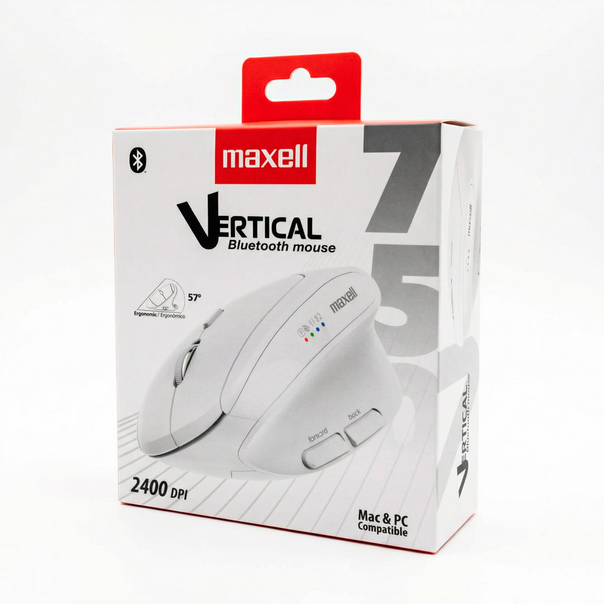 Mouse Vertical Bluetooth Ergonómico Maxell 2400 DPI Inalámbrico