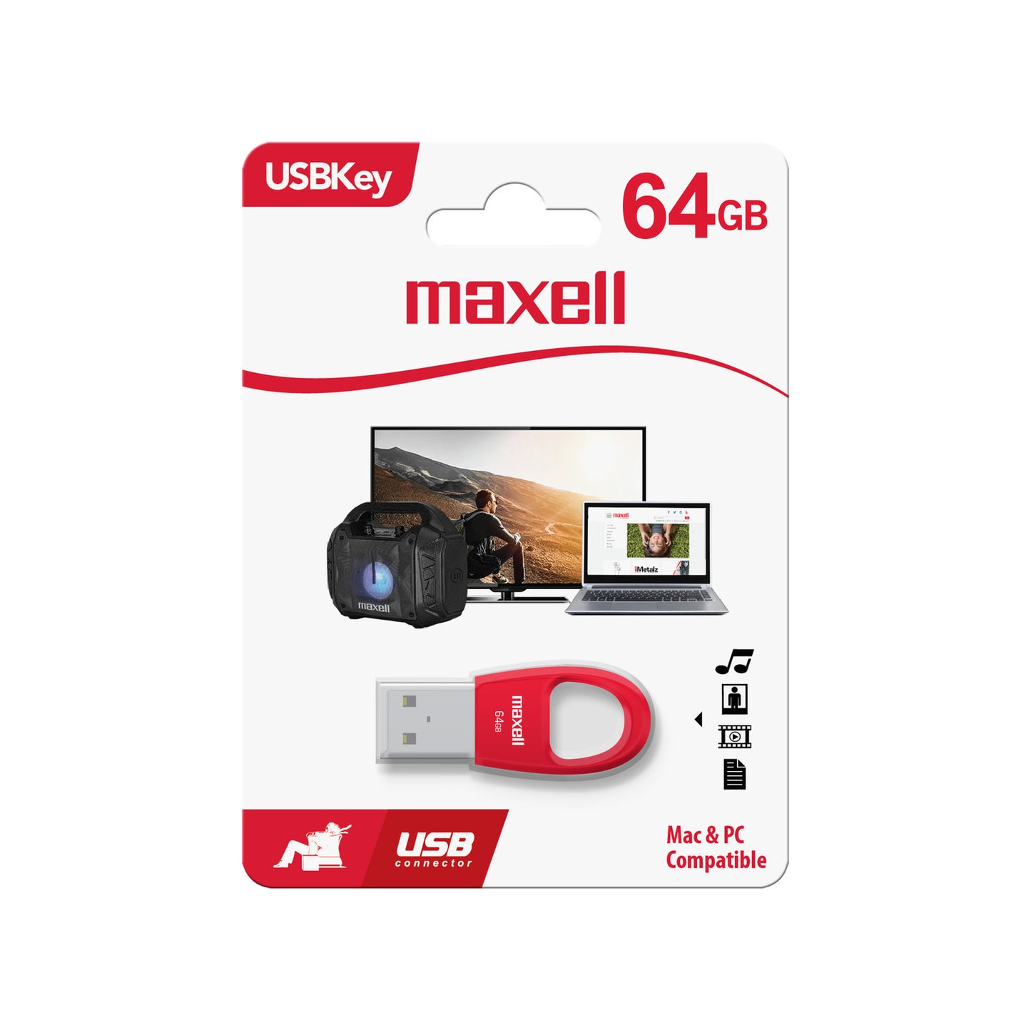 Pendrive Maxell KEY 64GB 2.0 Rojo