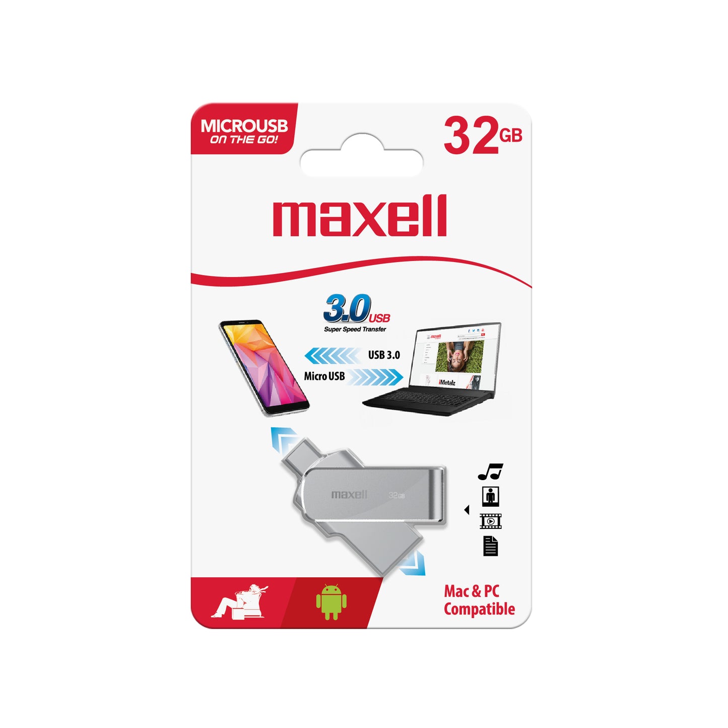 Pendrive Maxell OTG Micro Usb Connector 32GB 3.0