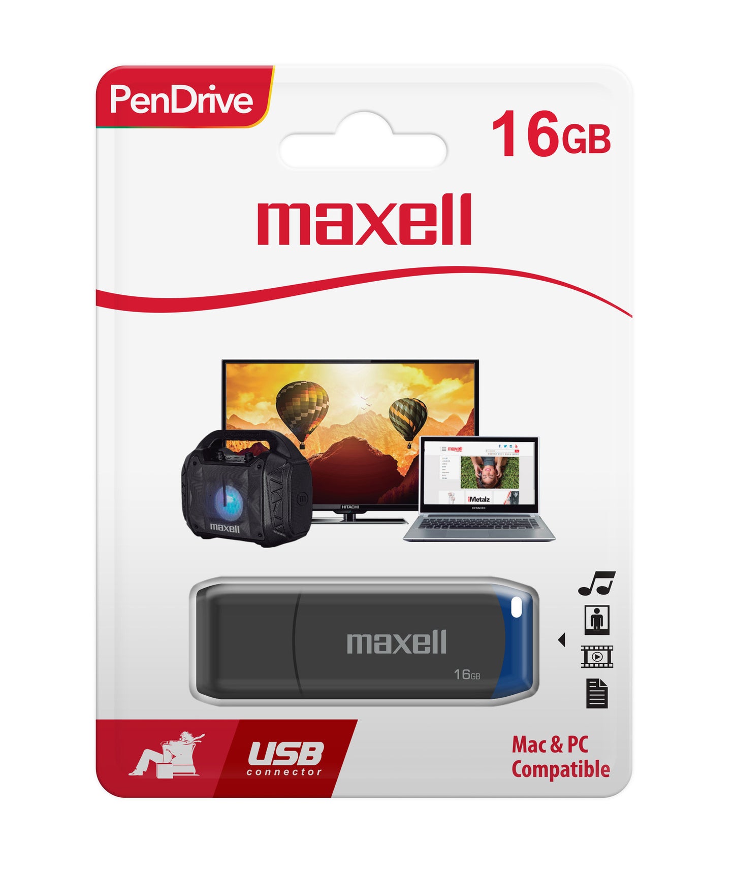 Pendrive Maxell USBPD 16GB 2.0 Azul