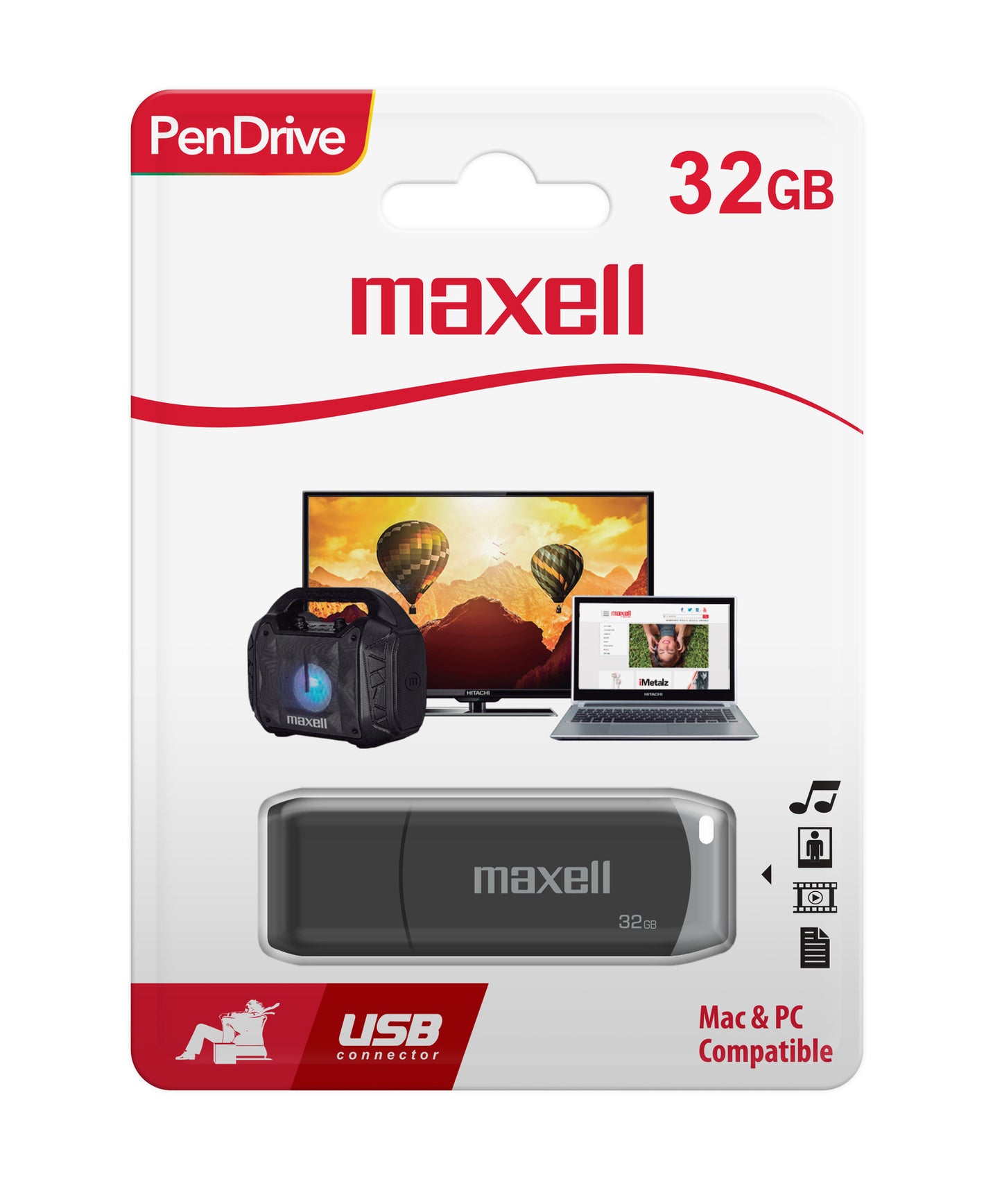 Pendrive Maxell USBPD 32GB 2.0 Gris