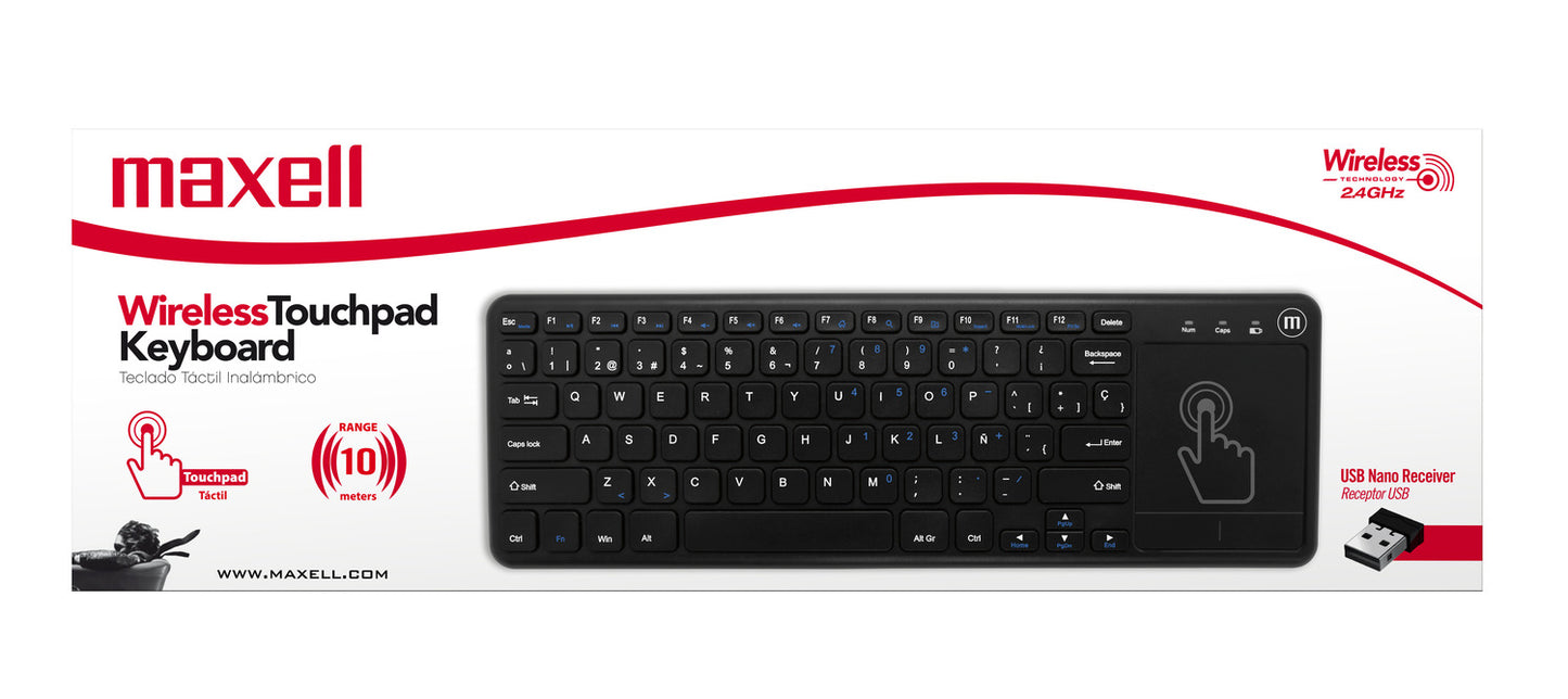 Teclado Inalámbrico Maxell Slim Multifuncional Touchpad WKBC-900