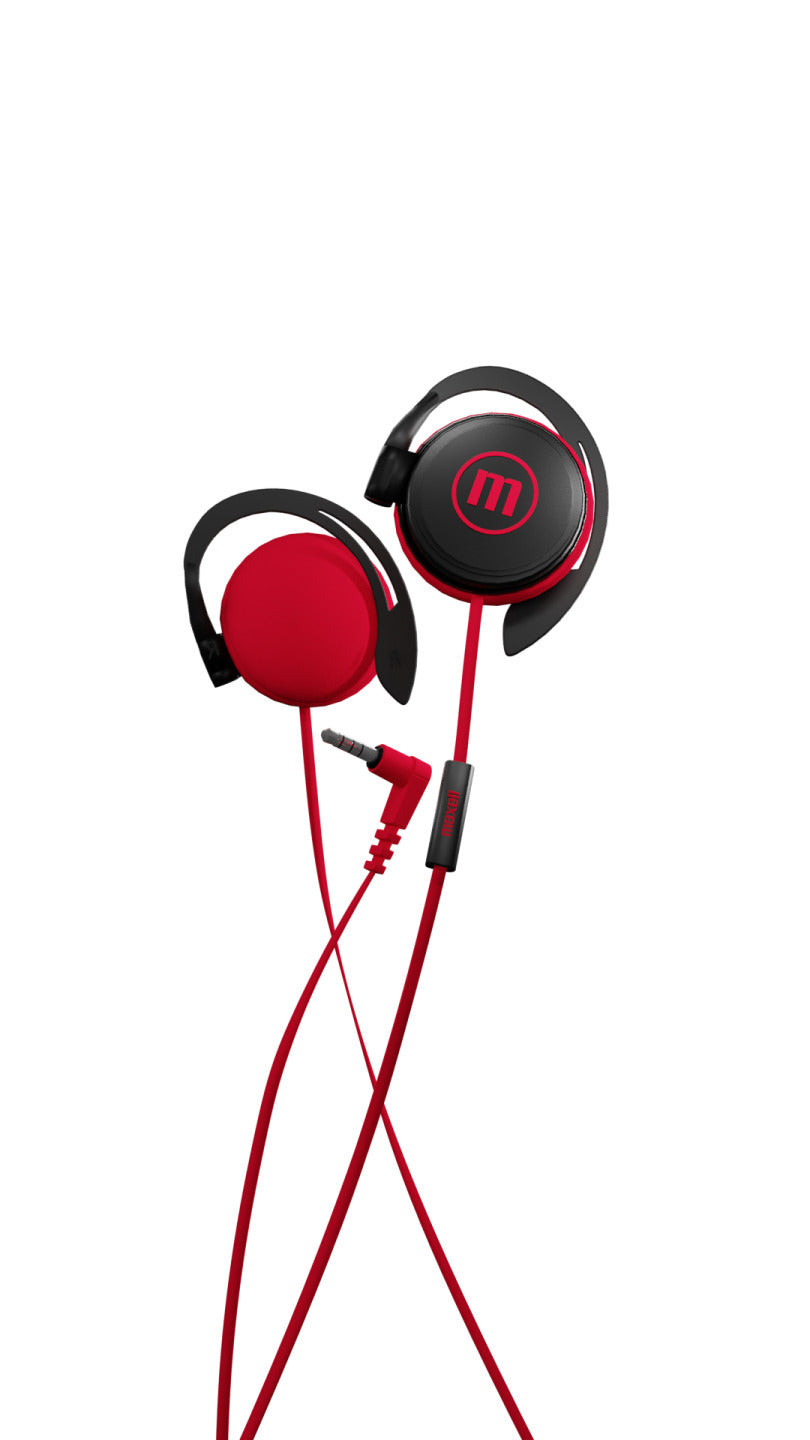 Audífonos Maxell De Gancho EC-155 Con Micrófono Rojo