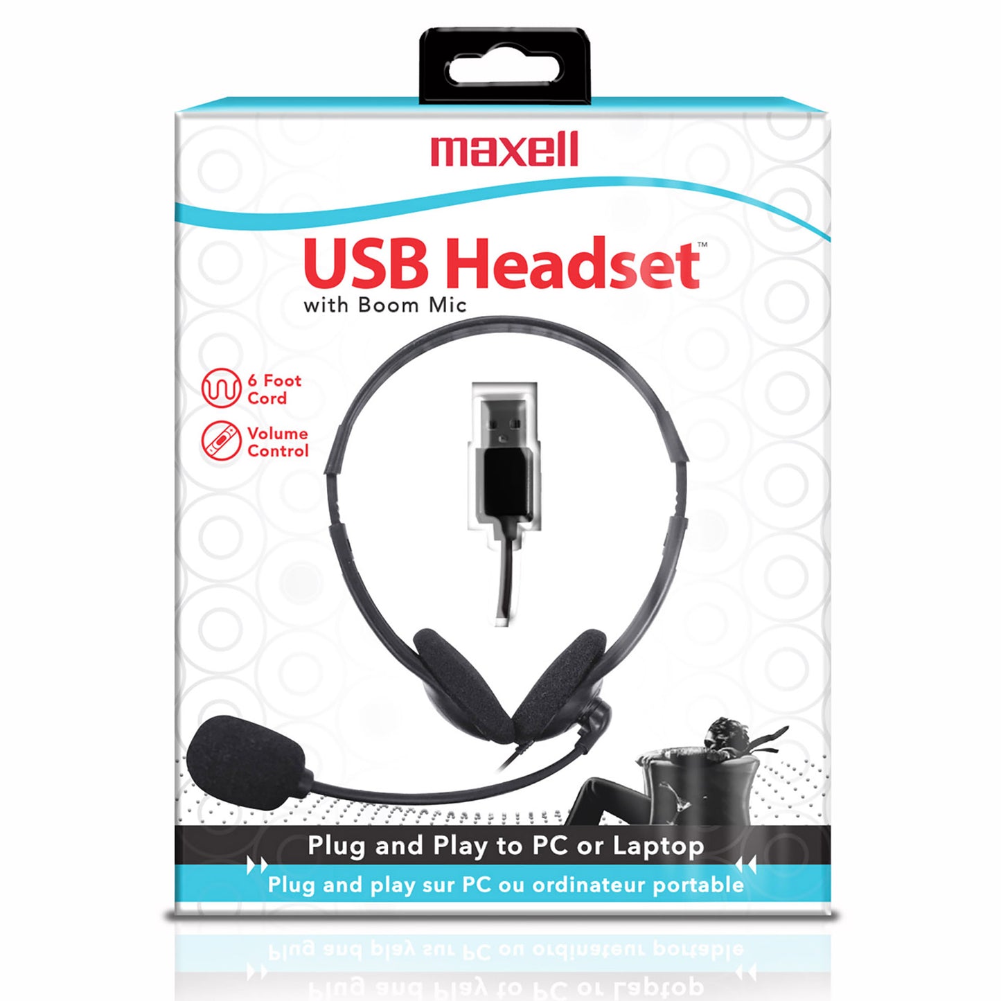 Audífonos Maxell Usb Con Microfono Control De Volumen 1.8Mts