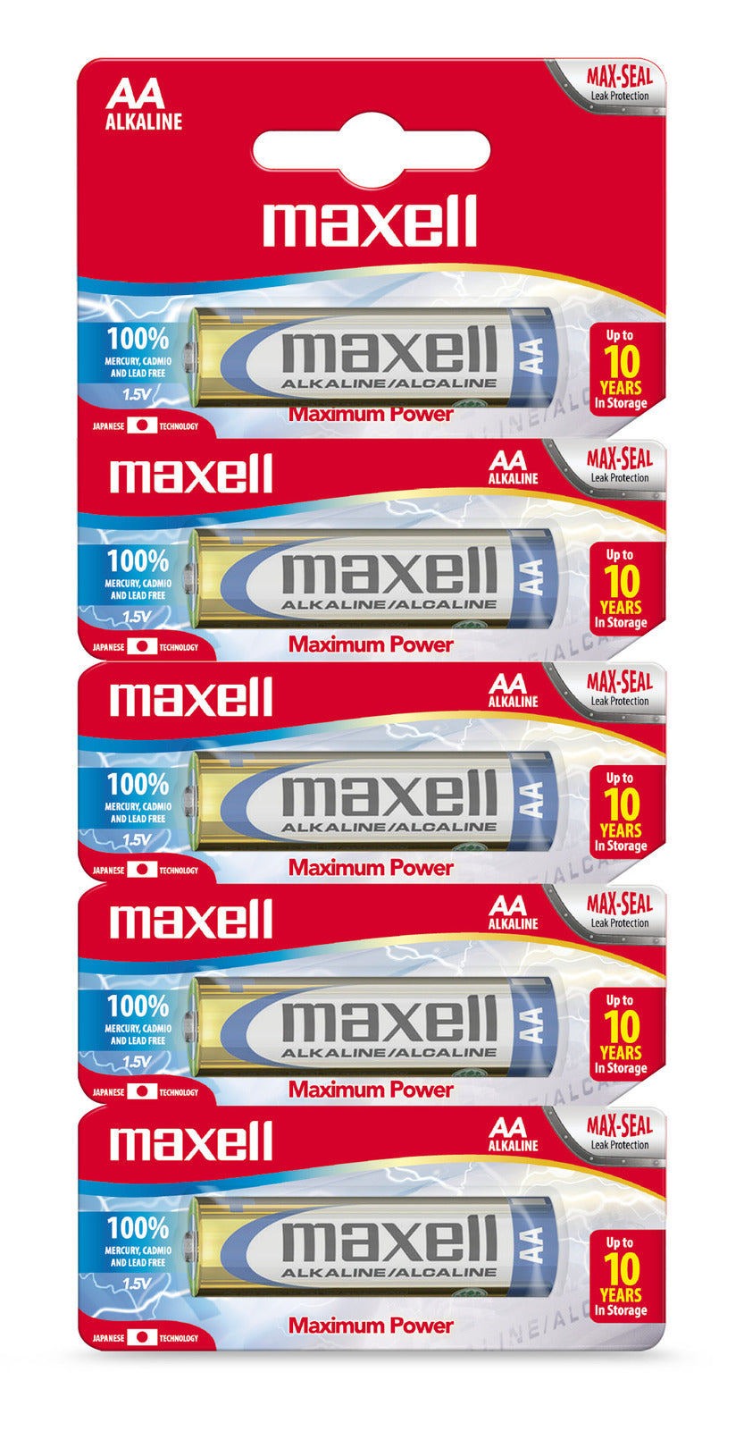 Pilas Alcalinas Maxell Tamaño AA 5 Unidades