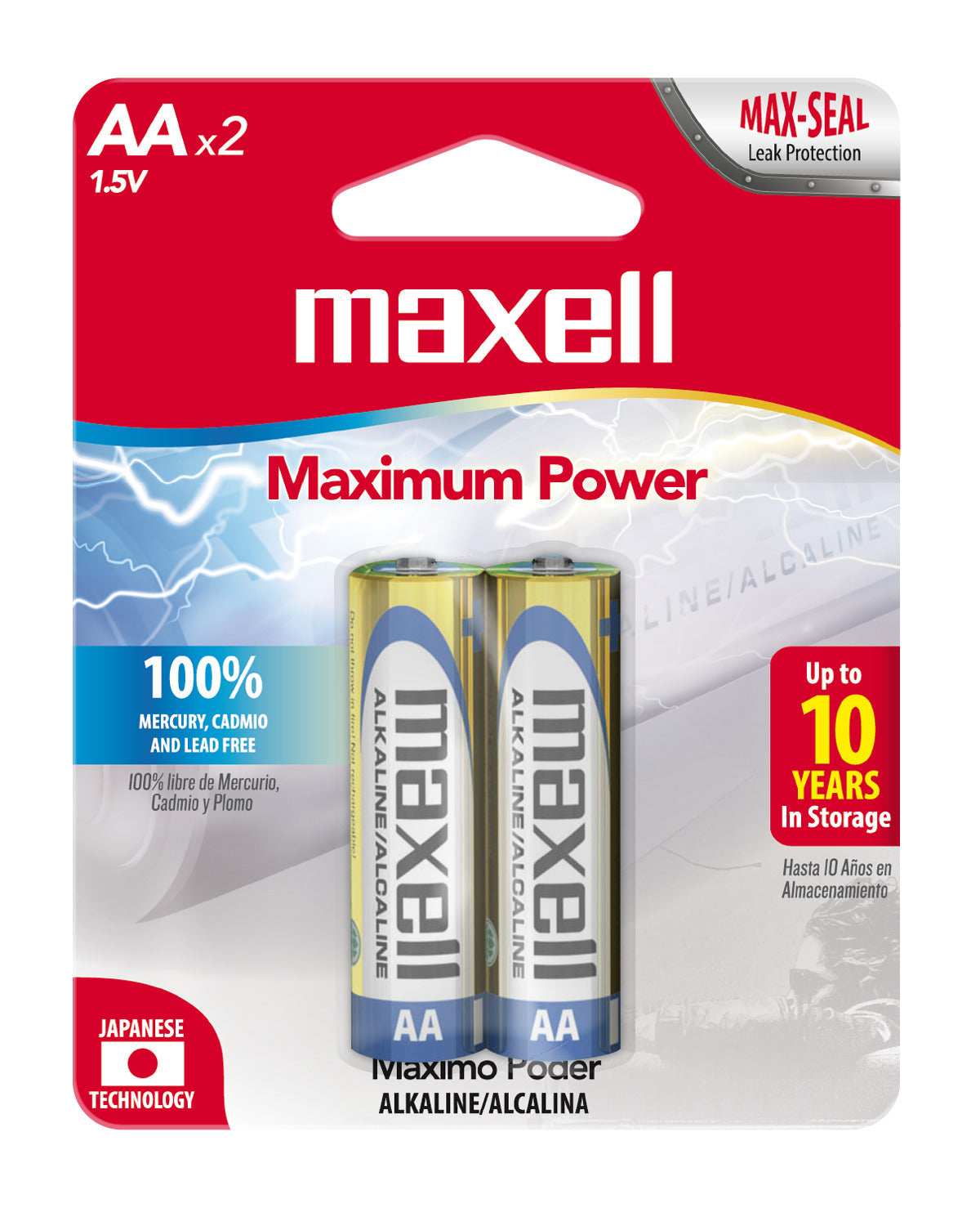 Pilas Alcalinas Maxell Tamaño AA 2 Unidades