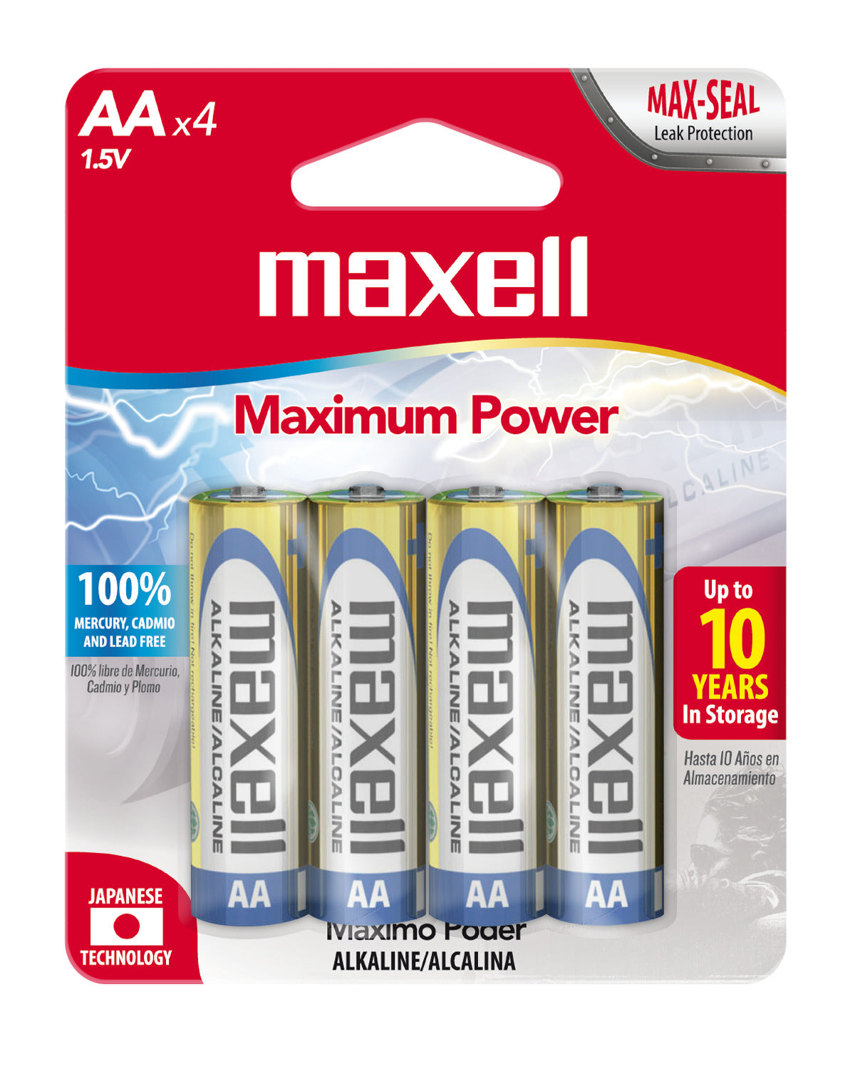 Pilas Alcalinas Maxell Tamaño AA 4 Unidades