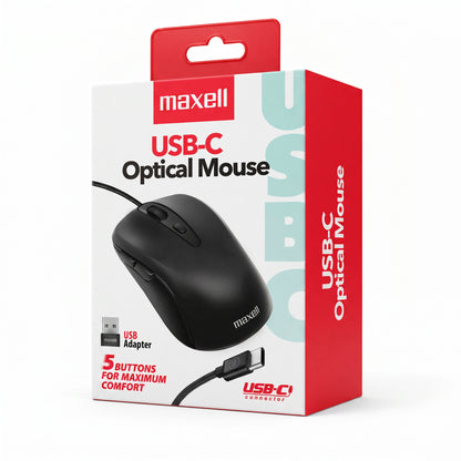 Mouse Óptico Maxell MOWR-105 USB-C 5 Botones 3600 DPI