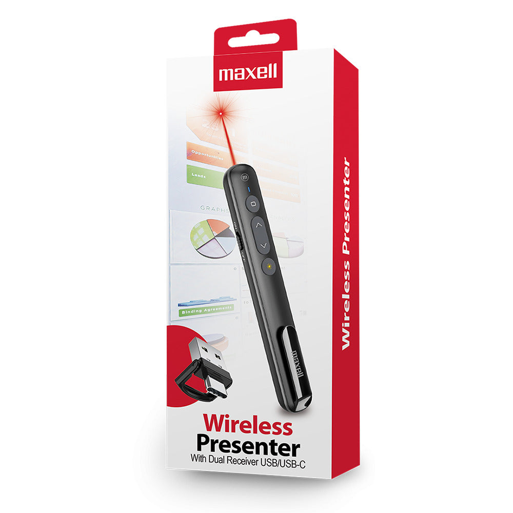 Presentador Maxell Puntero Láser Con Receptor Usb-a Y Usb-c