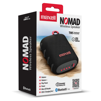Parlante Bluetooth Portátil Maxell Nomad Tws 15 Hr Ipx5 Negro