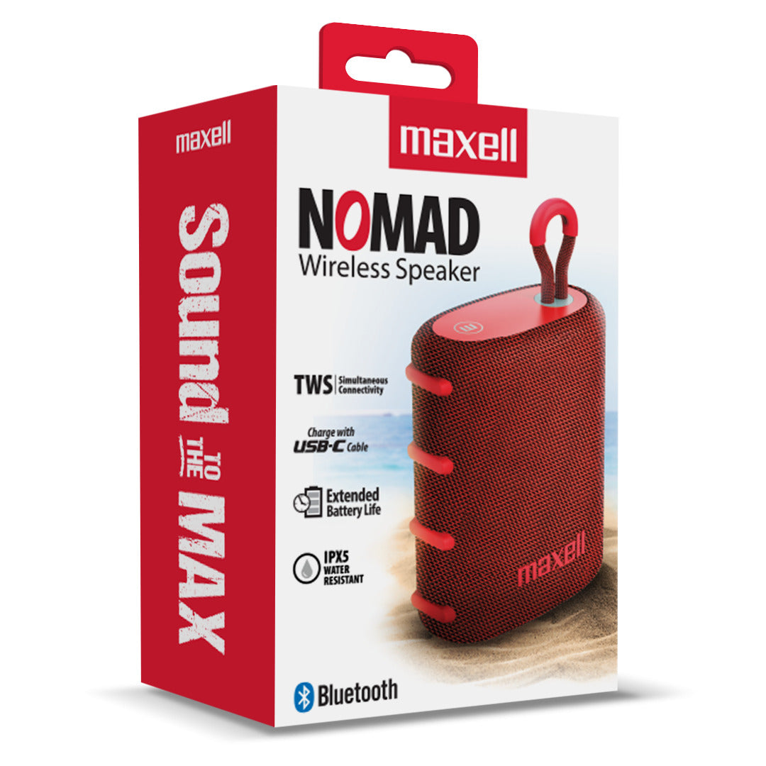 Parlante Bluetooth Portátil Maxell Nomad Tws 15 Hr Ipx5 Rojo