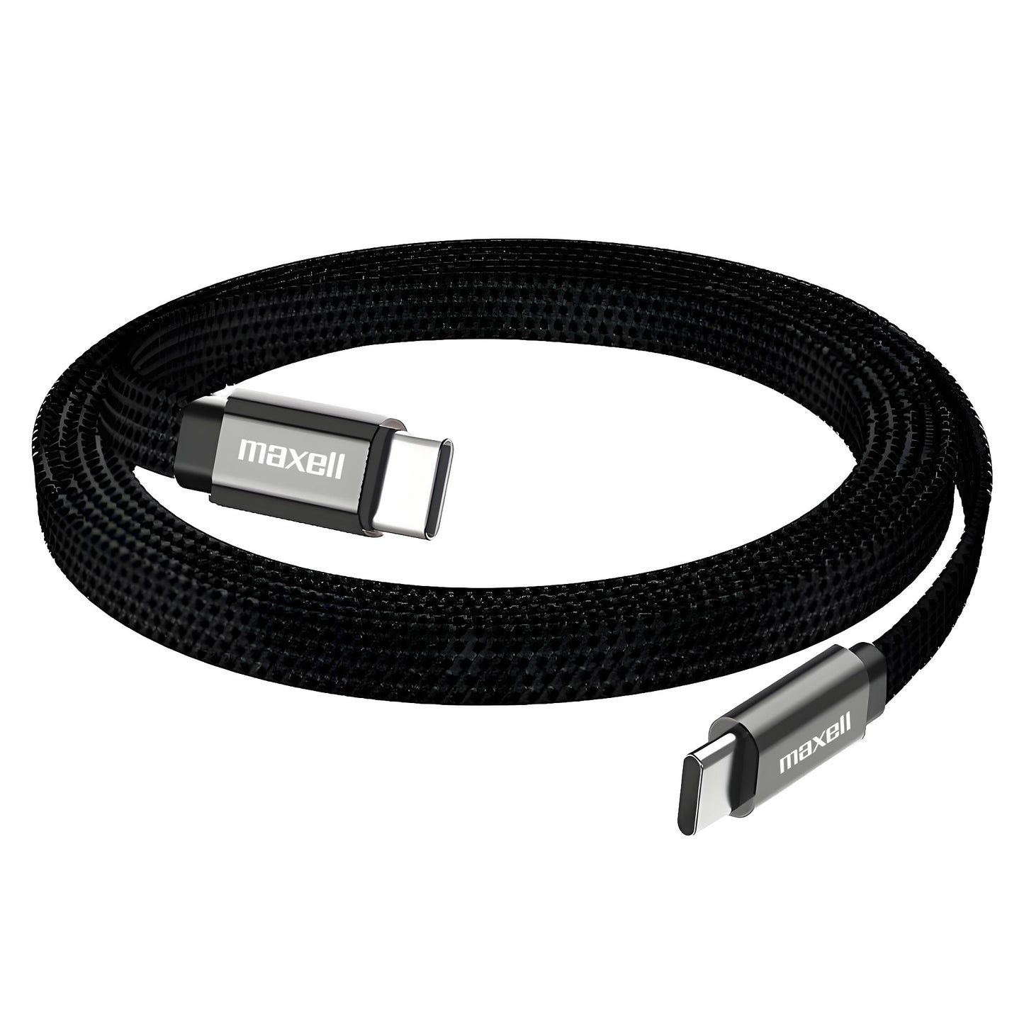 Cable Trenzado Magnético 100W USB C a USB C Maxell 2 Metros Carga Rápida Negro