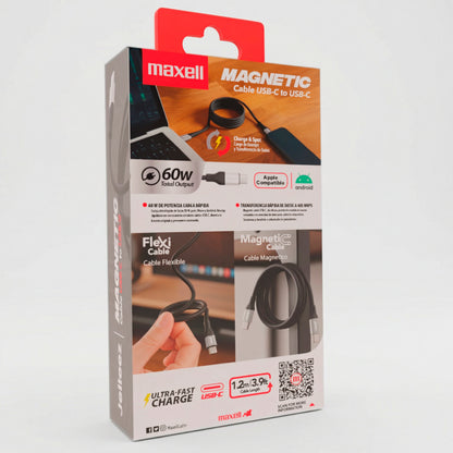 Cable Magnético 60W USB C a USB C Maxell 1.2 Metros Carga Rápida