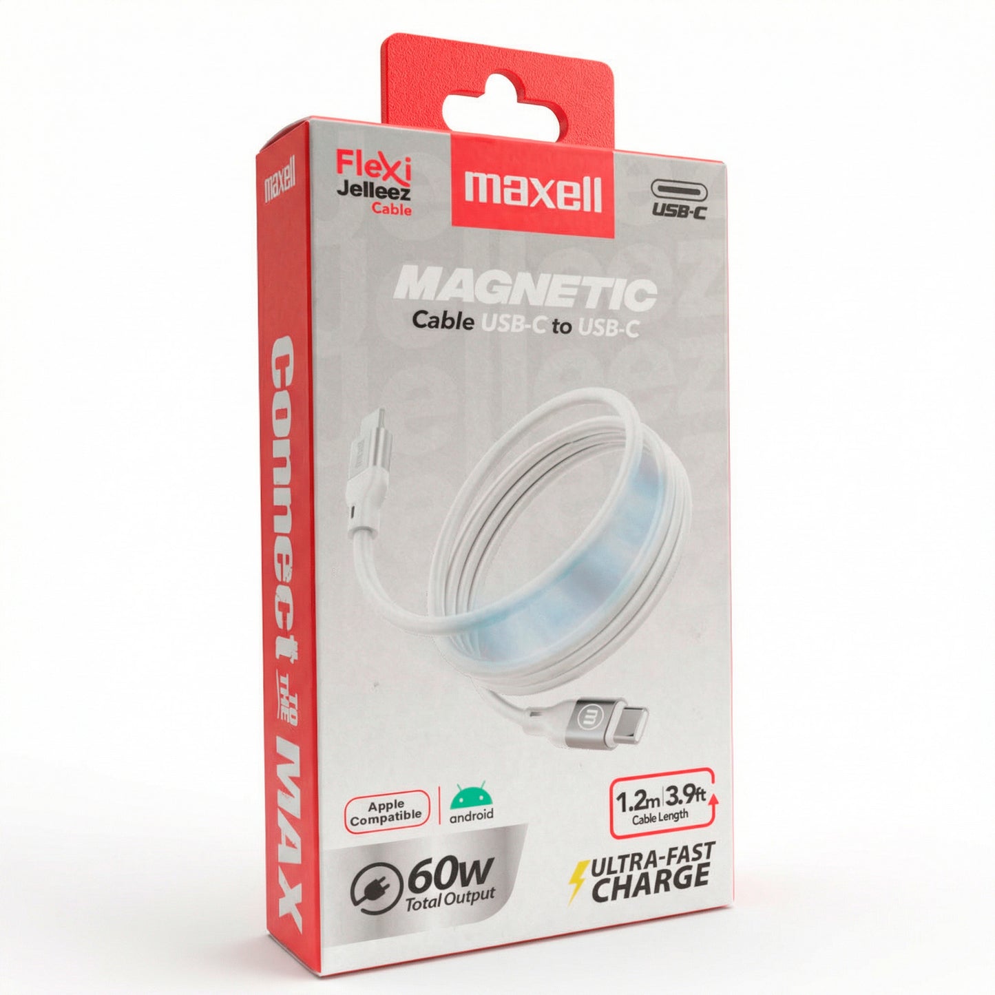 Cable Magnético 60W USB C a USB C Maxell 1.2 Metros Carga Rápida