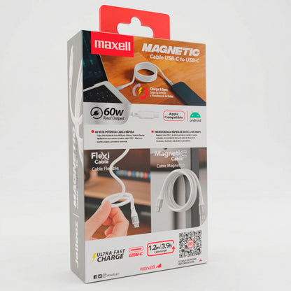 Cable Magnético 60W USB C a USB C Maxell 1.2 Metros Carga Rápida