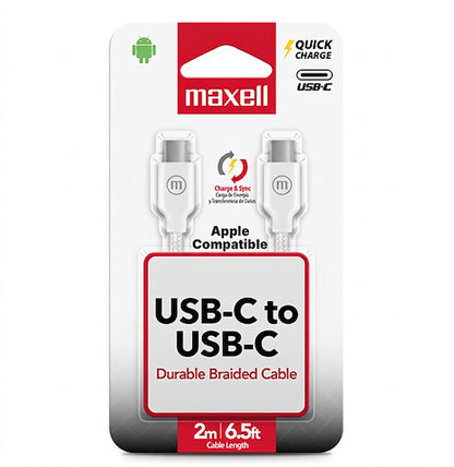 Cable Trenzado USB C a USB C Maxell 2 Metros Carga Rápida