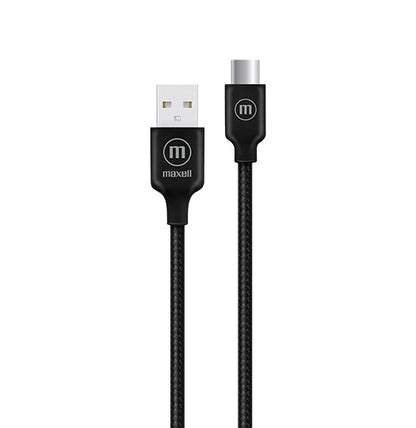 Cable Trenzado USB a USB C Maxell 2 Metros Carga Rápida Negro