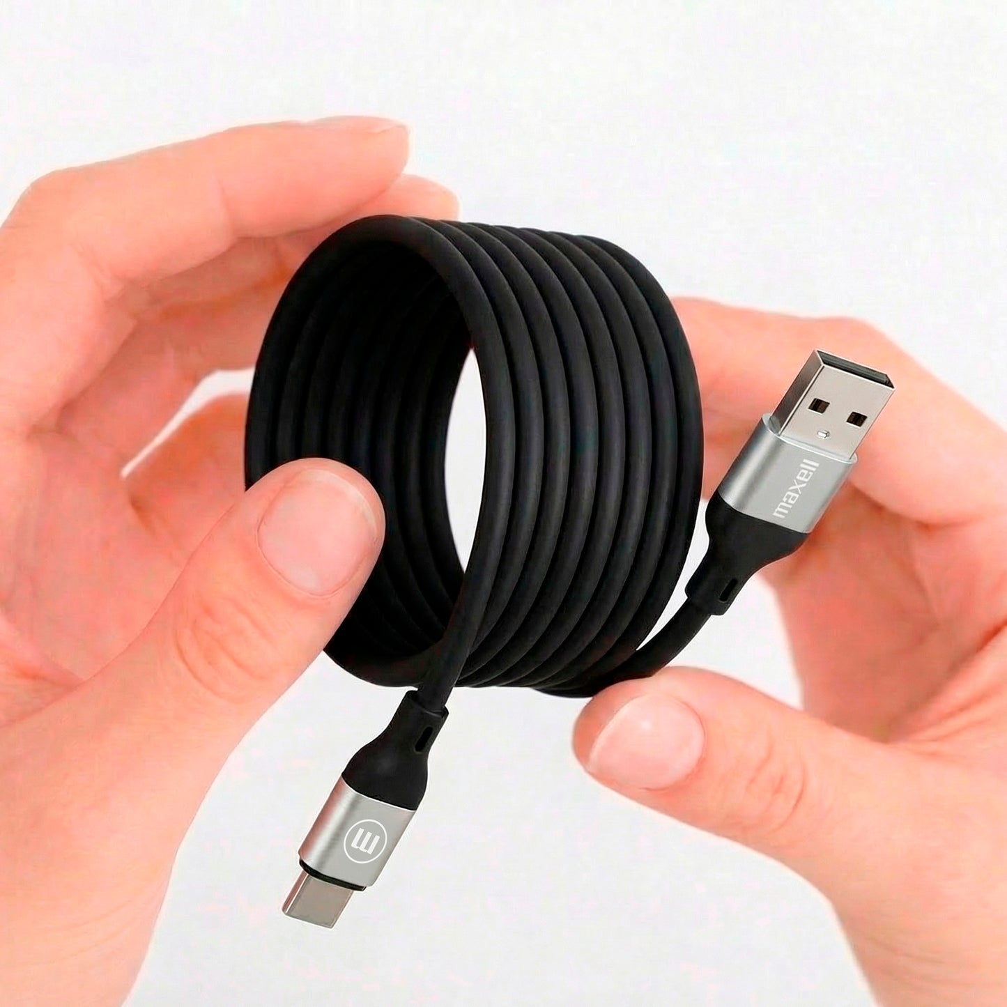 Cable Magnético 60W USB a USB C Maxell 1.2 Metros Carga Rápida Negro