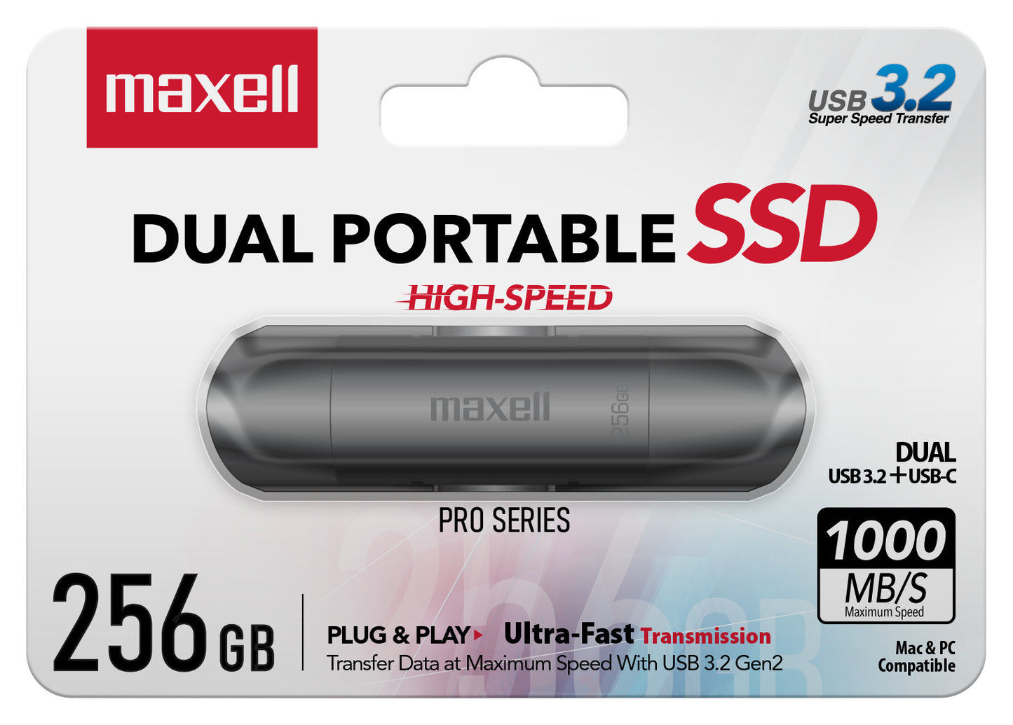 Disco SSD Externo Maxell 256GB 3.2 Dual USB-C 1000MB/s