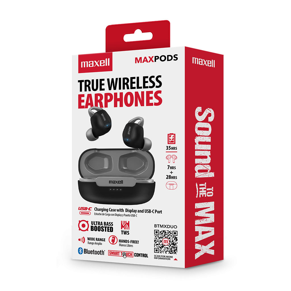 Audífonos inalámbricos Maxell Bluetooth MaxPods 35 Horas Negro