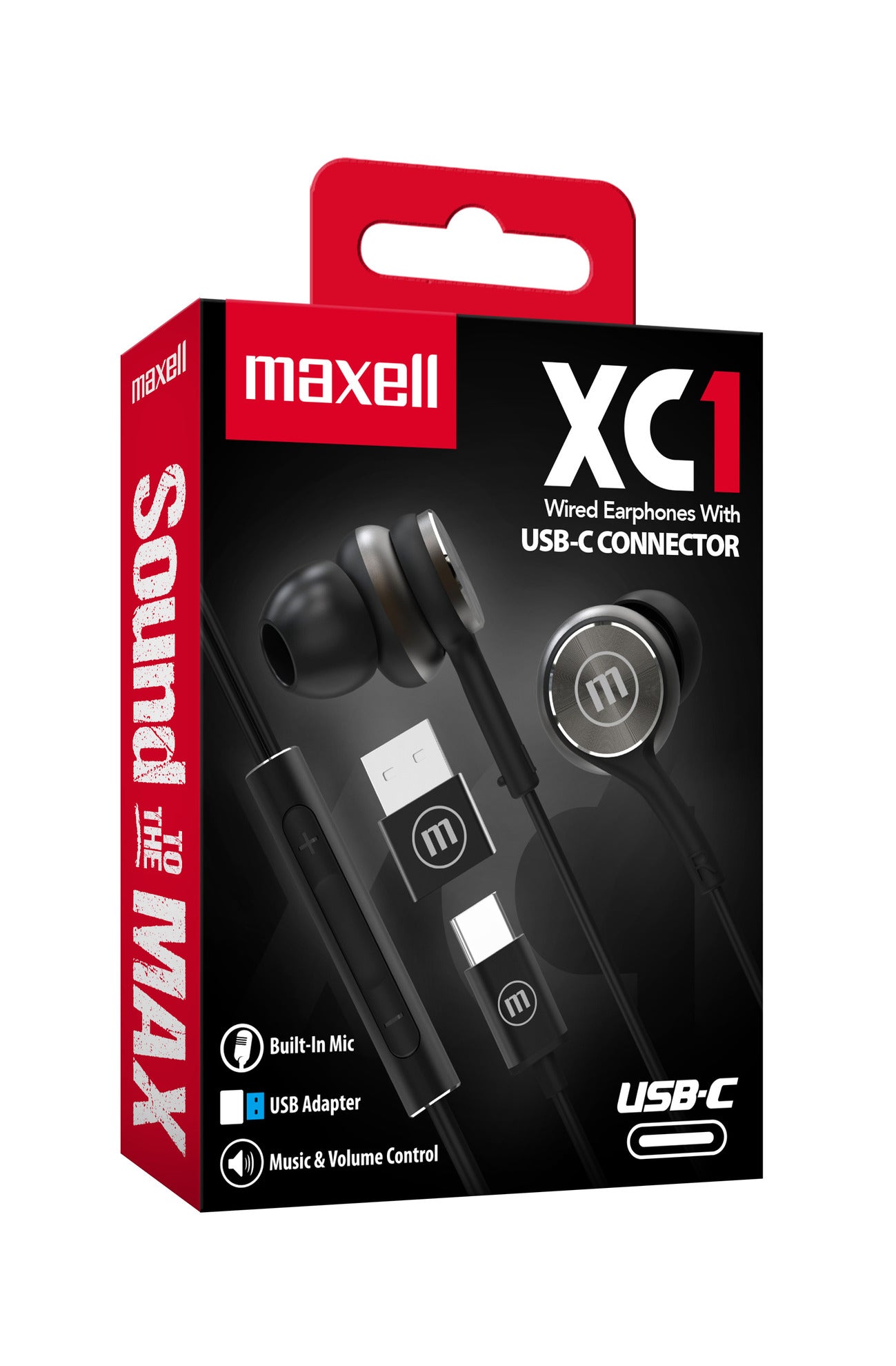 Audífonos Maxell Tipo C Con Adaptador Usb Negro