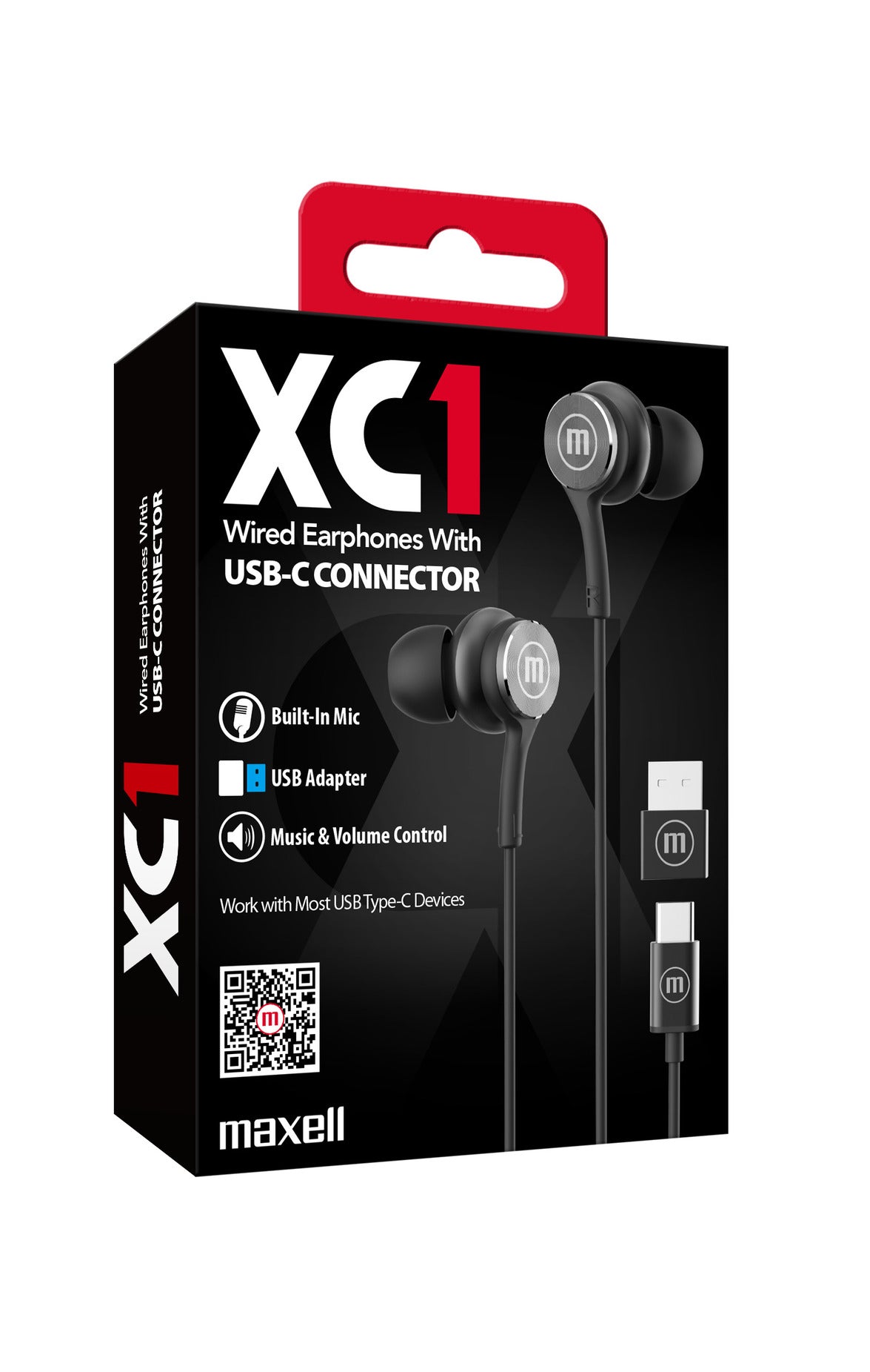 Audífonos Maxell Tipo C Con Adaptador Usb Negro