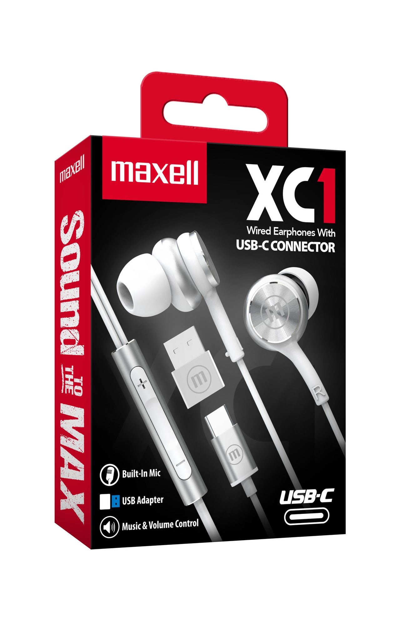Audífonos Maxell TipoC Con Adaptador Usb Blanco