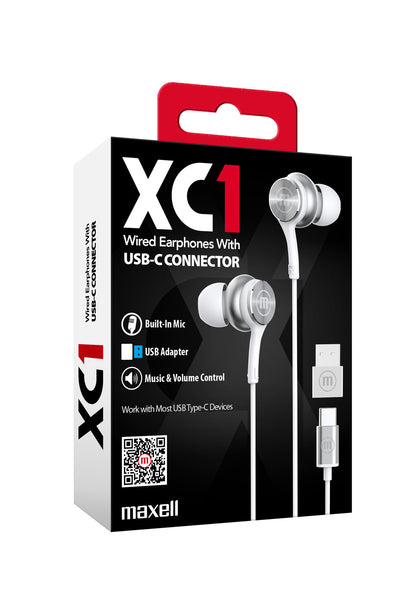 Audífonos Maxell TipoC Con Adaptador Usb Blanco