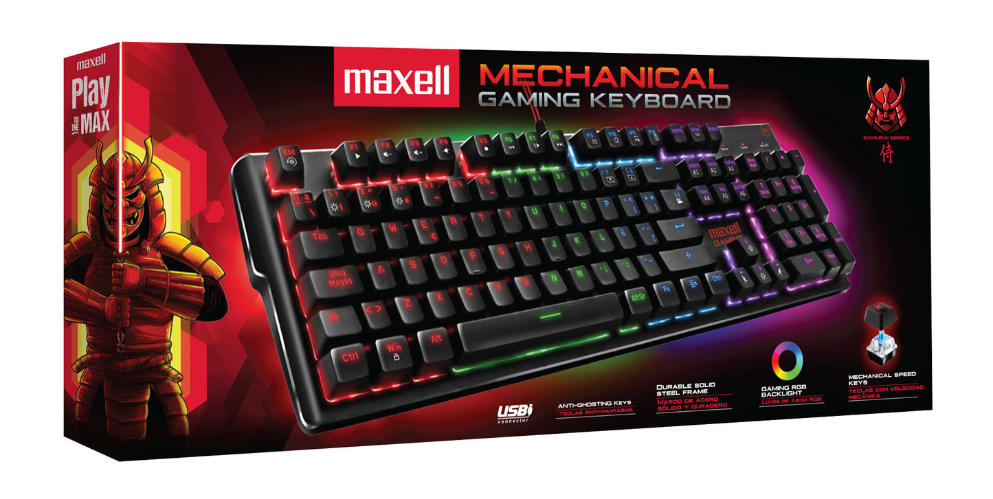 Teclado Gamer Maxell Mecánico Iluminado Usb Samurai RGB