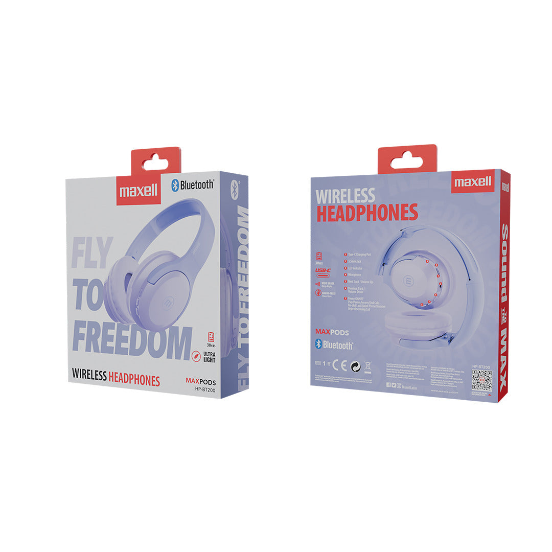 Audífonos Inalámbricos Maxell Bluetooth 30 Horas Purpura